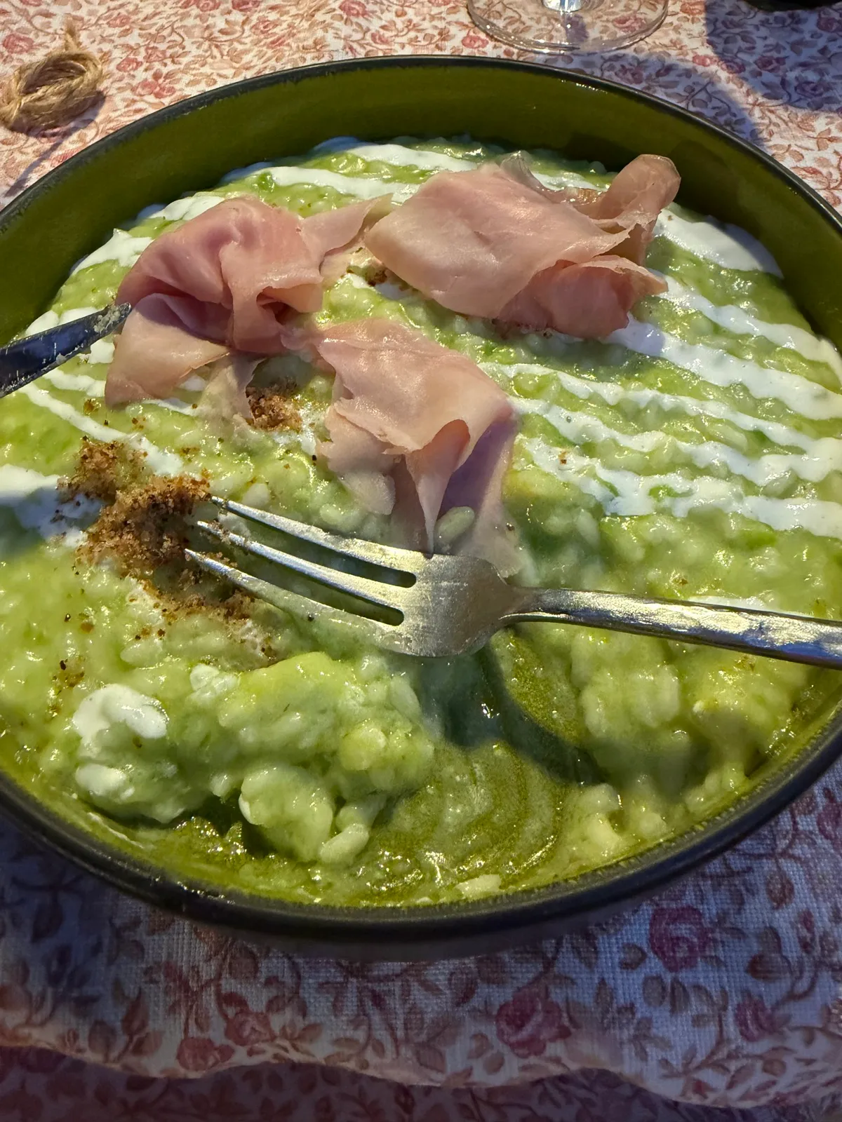 Il Carnaroli Riserva San Massimo alle 3 P: scotto, con il prosciutto cotto tagliato a macchina